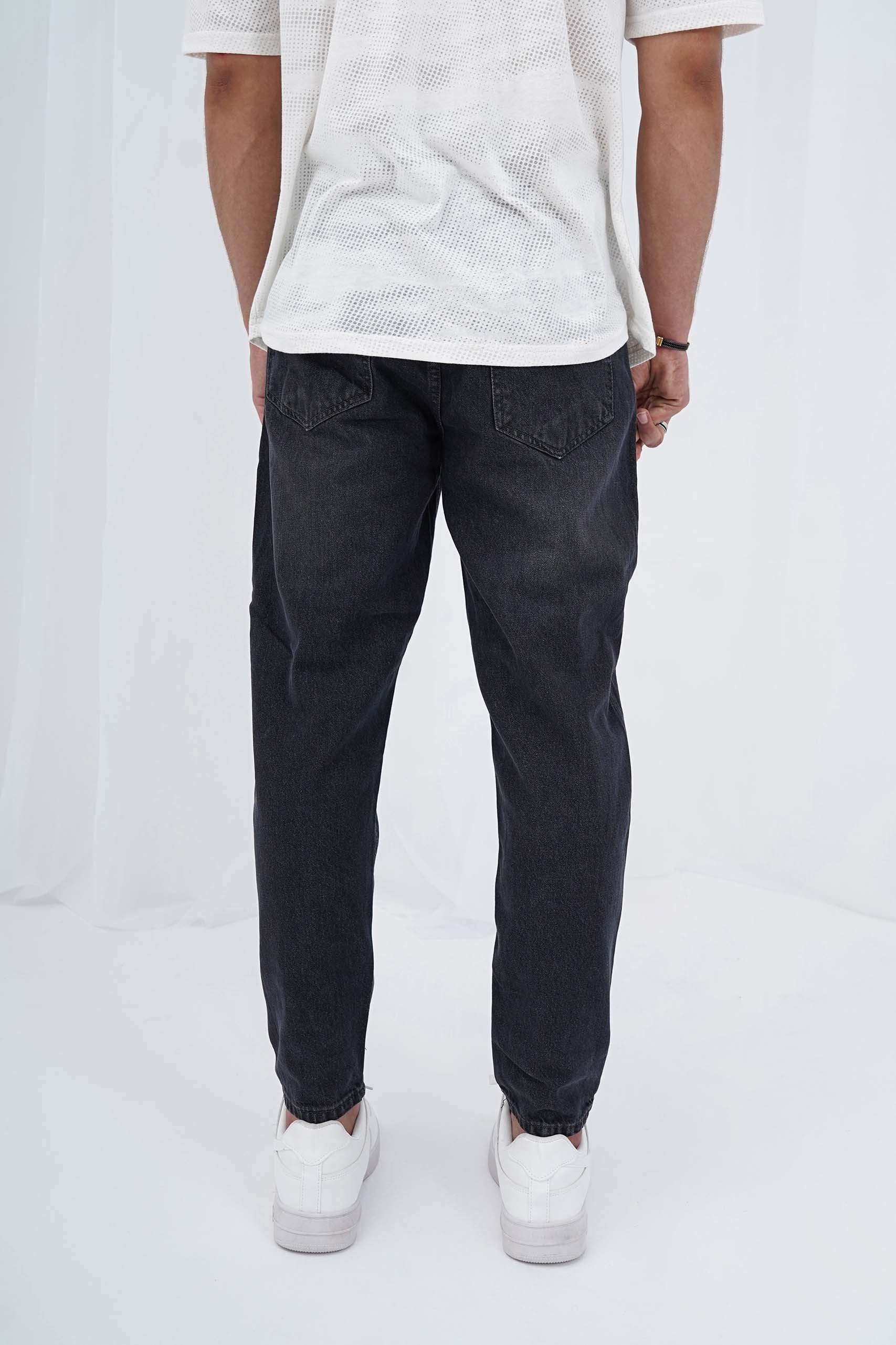 Black Denim Jeans - Straight Fit - Image 3