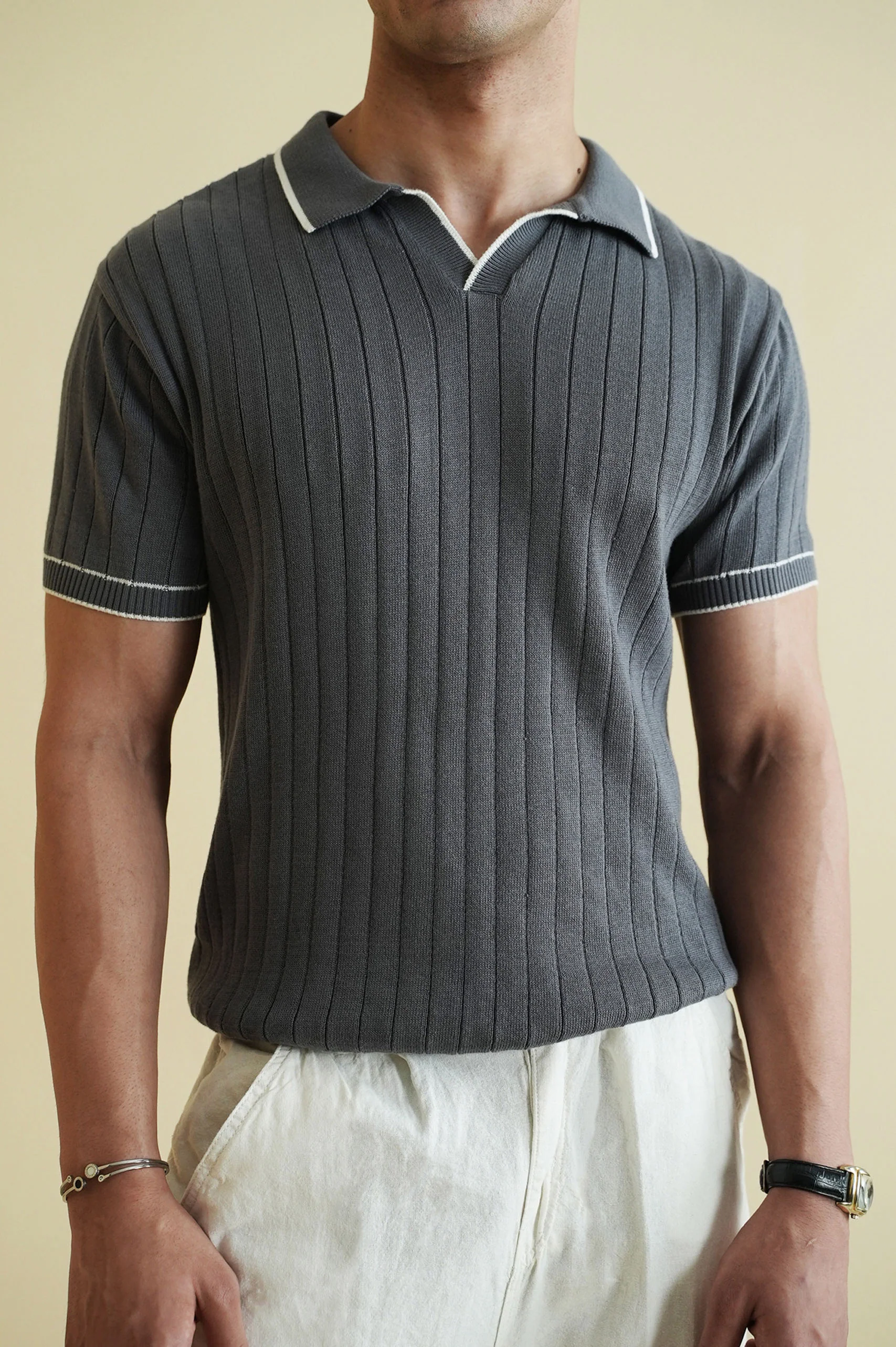 Drop Needle Knitted Polo Shirt (KPS-21) - Image 4