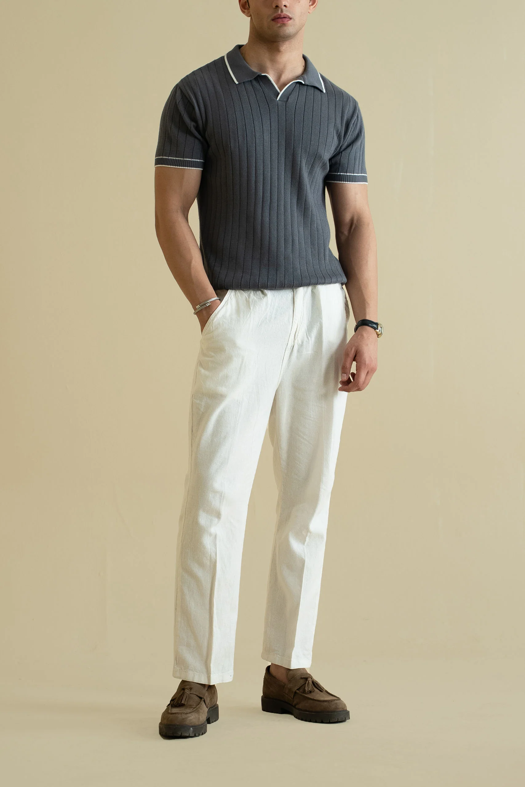 Drop Needle Knitted Polo Shirt (KPS-21) - Image 5