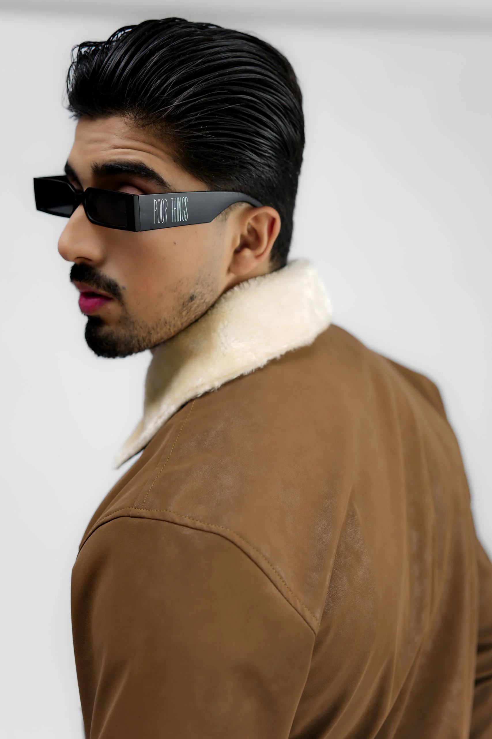 Leather Aviator Jacket - Brown - Image 11