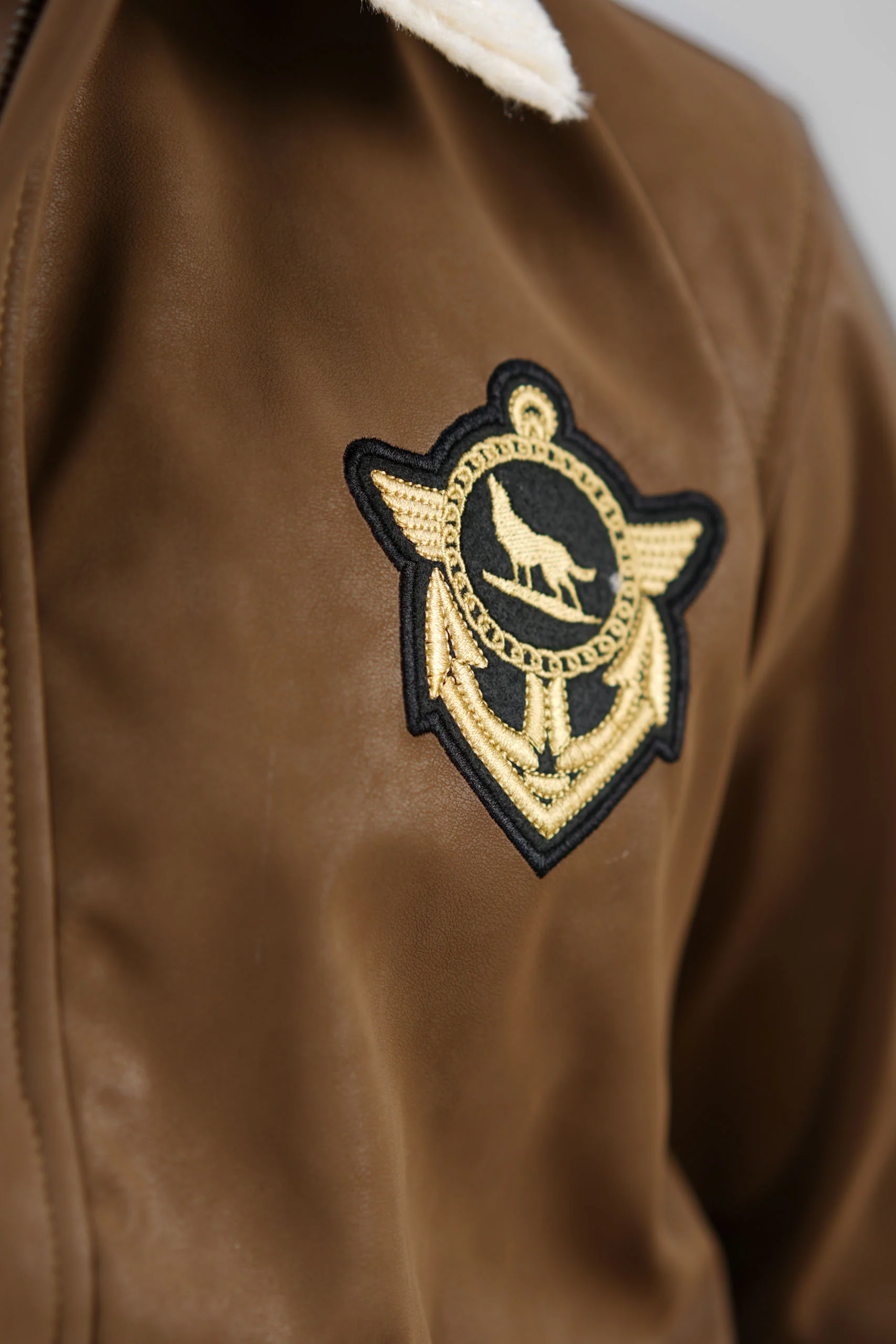 Leather Aviator Jacket - Brown - Image 8