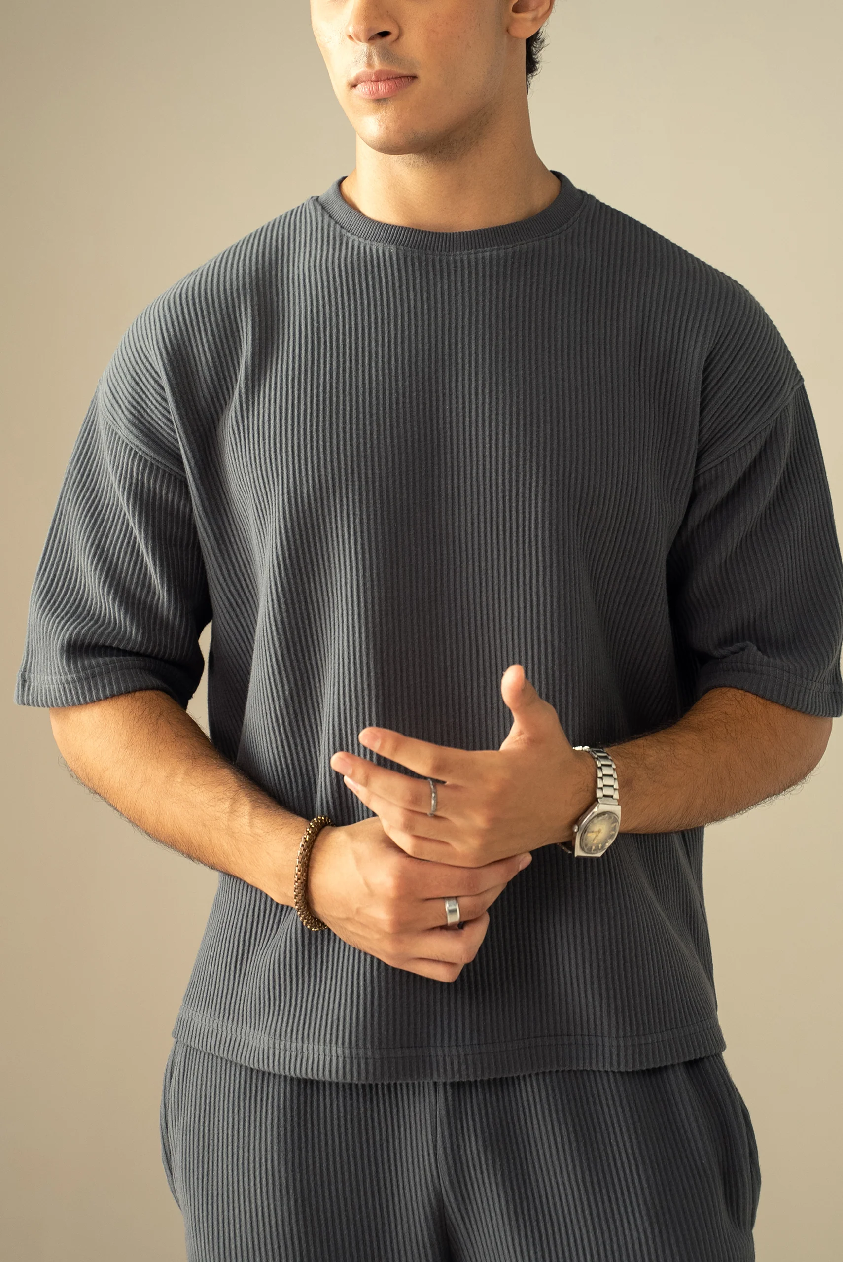 Ottoman Knit Textured T-Shirt (OST-03) - Image 11