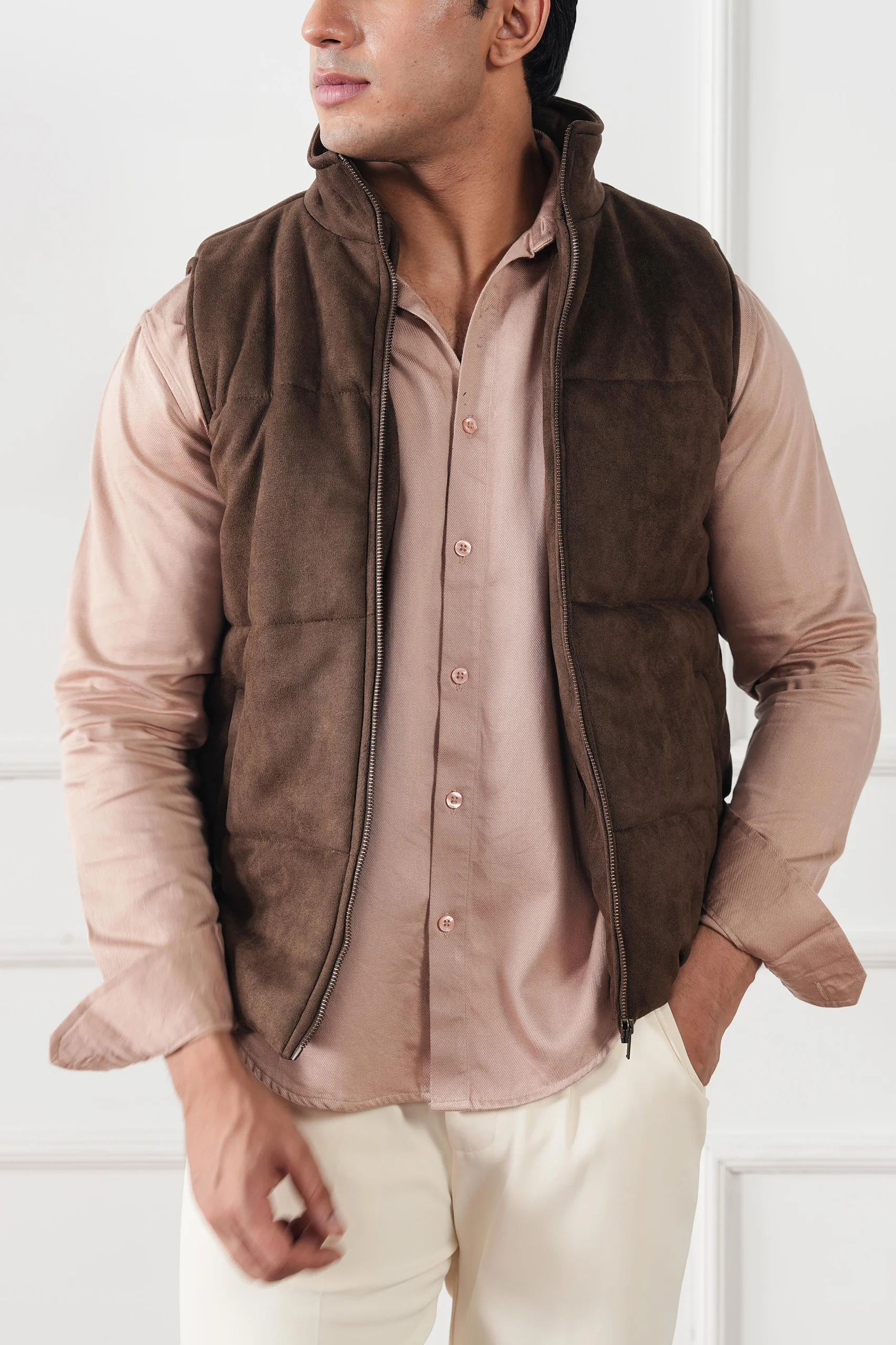 Quilted Suede Gilet (MPJ-05) - Image 10