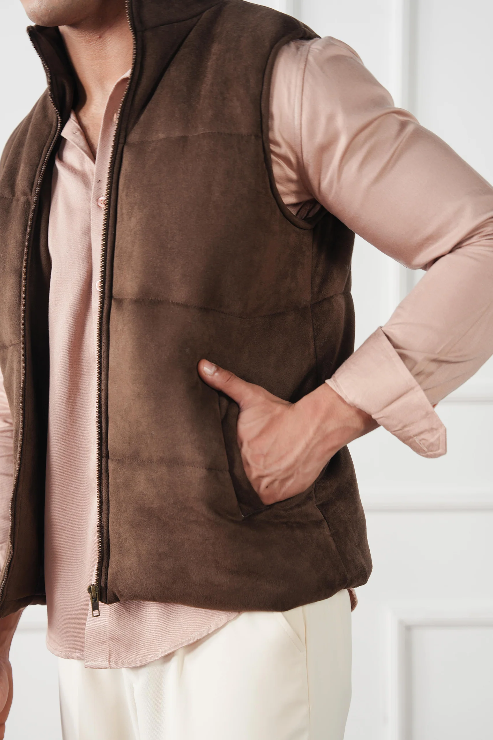 Quilted Suede Gilet (MPJ-05) - Image 11