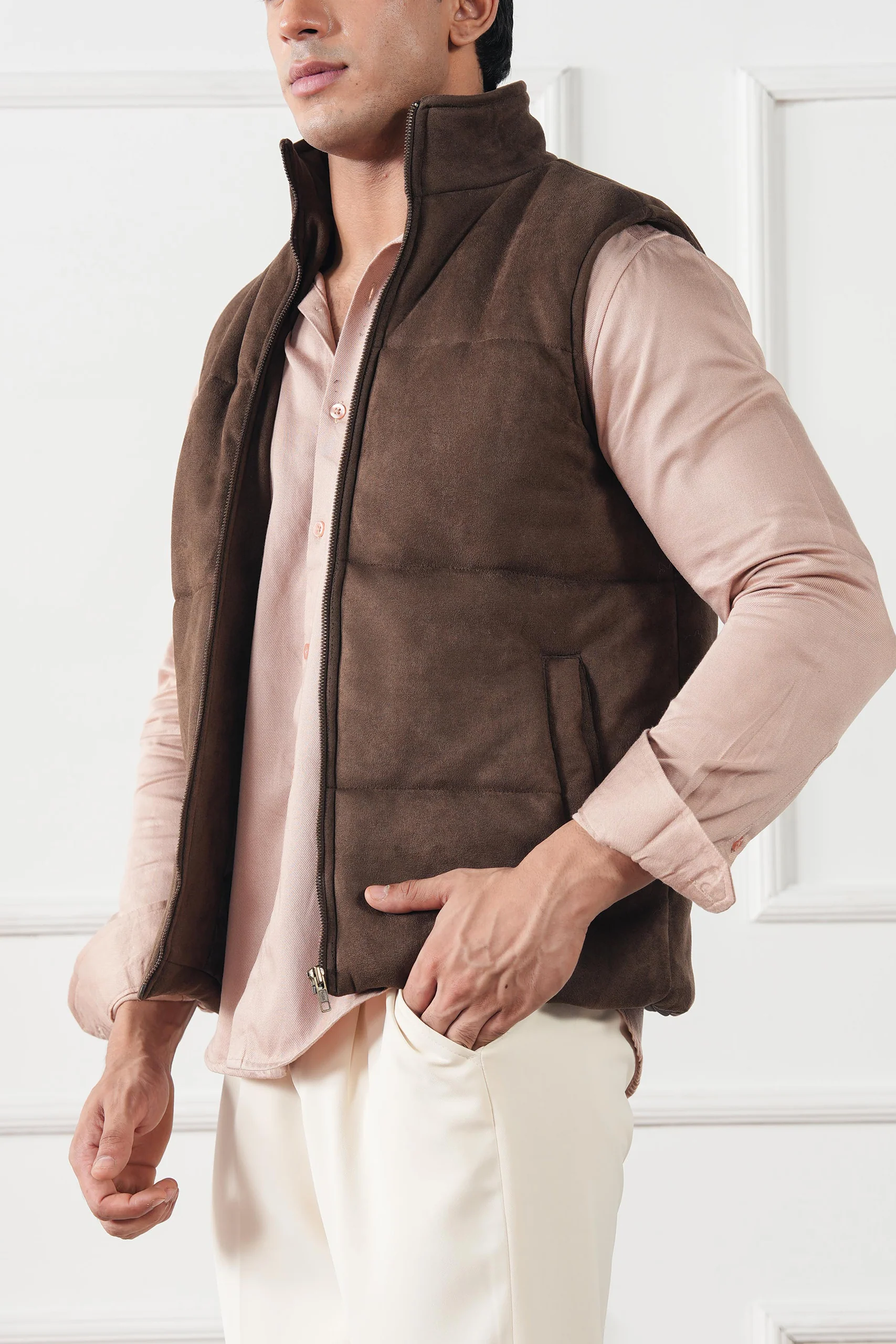 Quilted Suede Gilet (MPJ-05) - Image 9