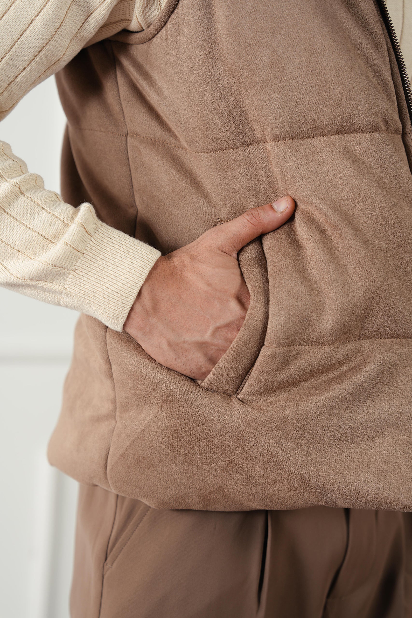 Quilted Suede Gilet (MPJ-06) - Image 4