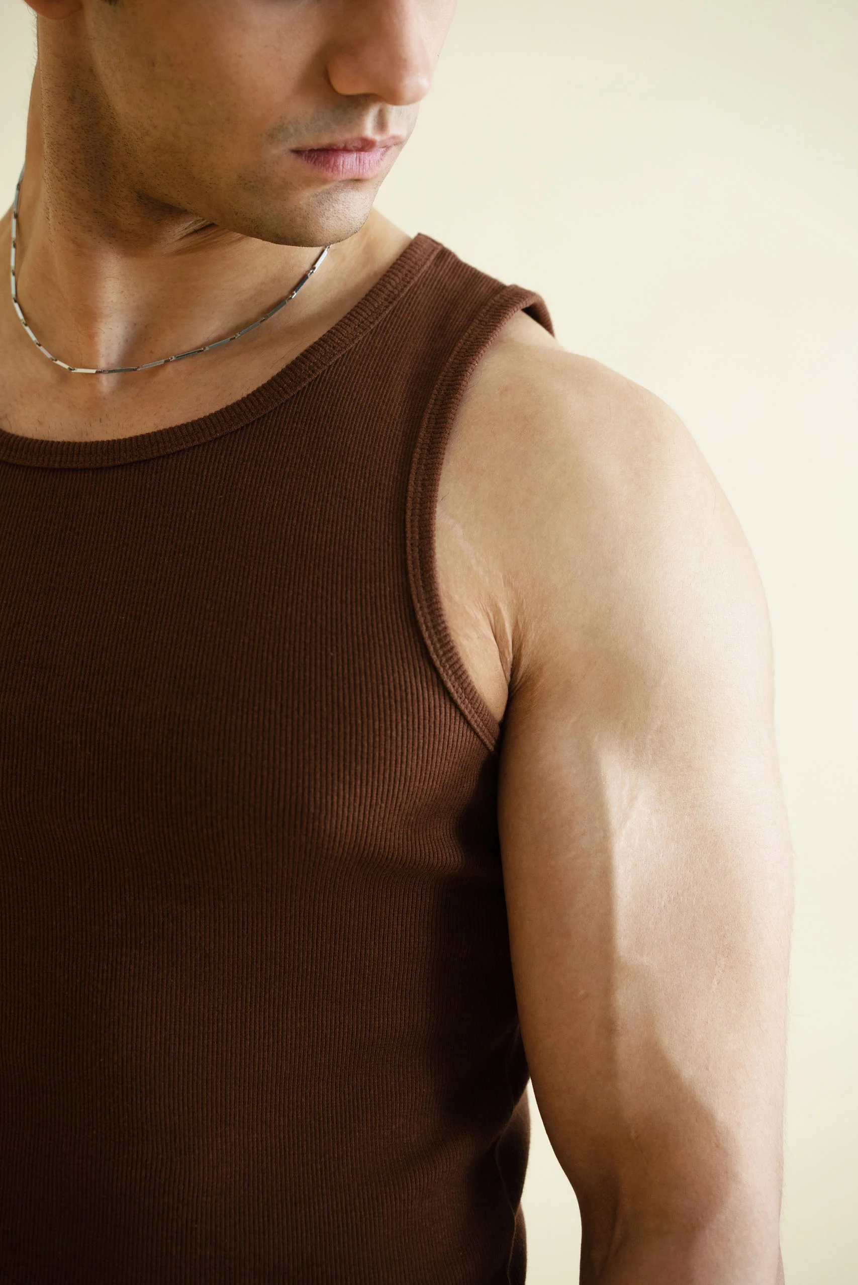 Men's Ribbed Vest - Brown - Image 3