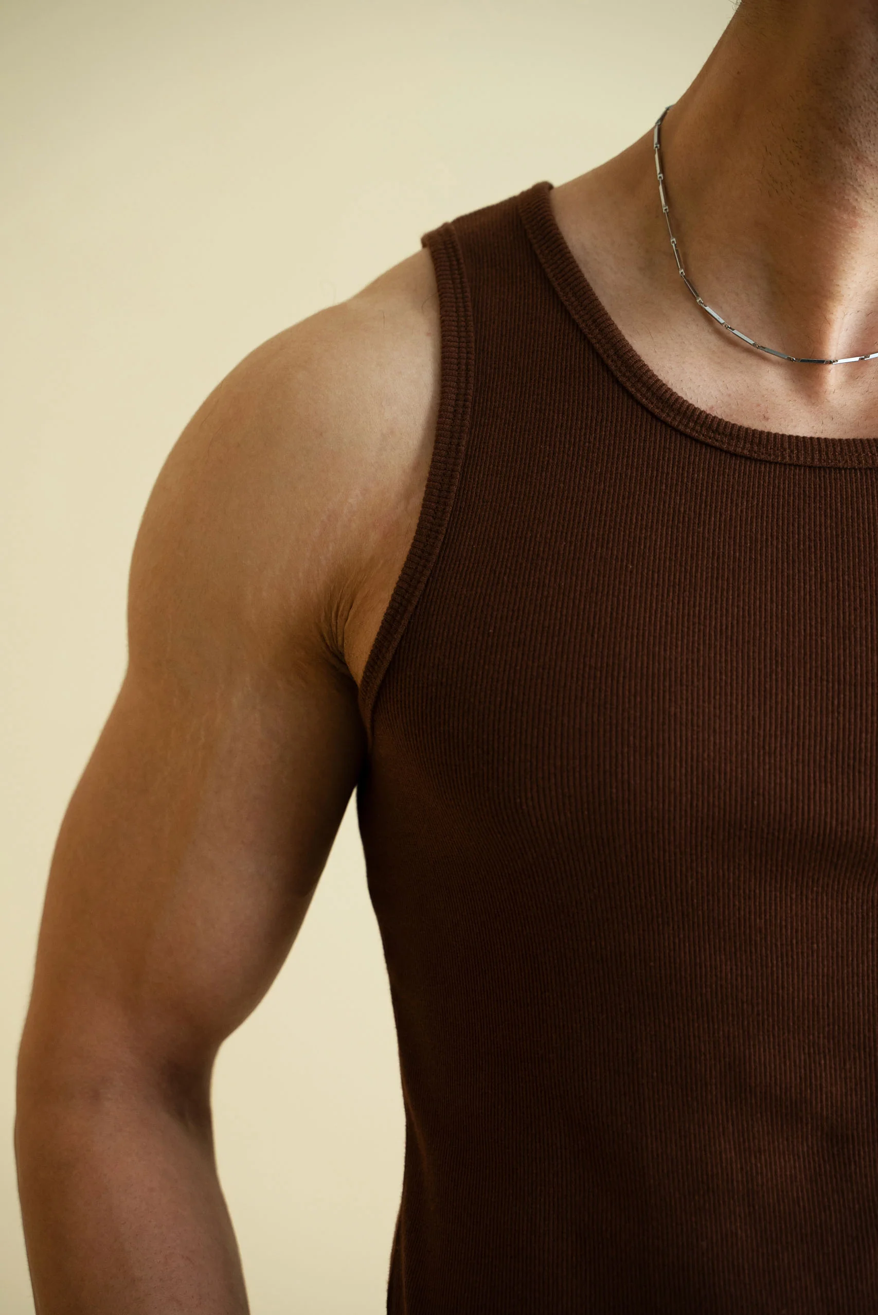 Men's Ribbed Vest - Brown - Image 4