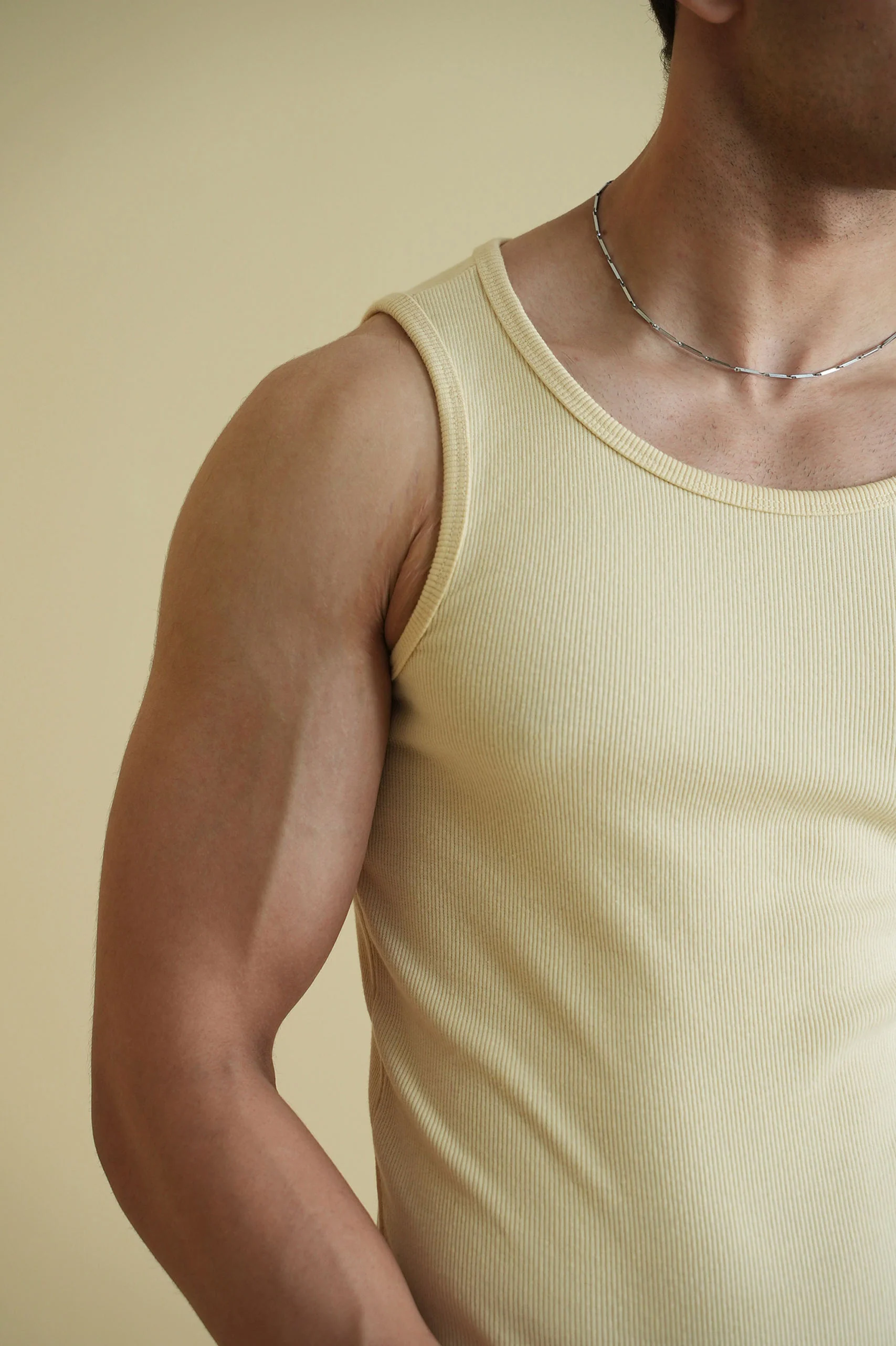 Men's Ribbed Vest - Crème - Image 4