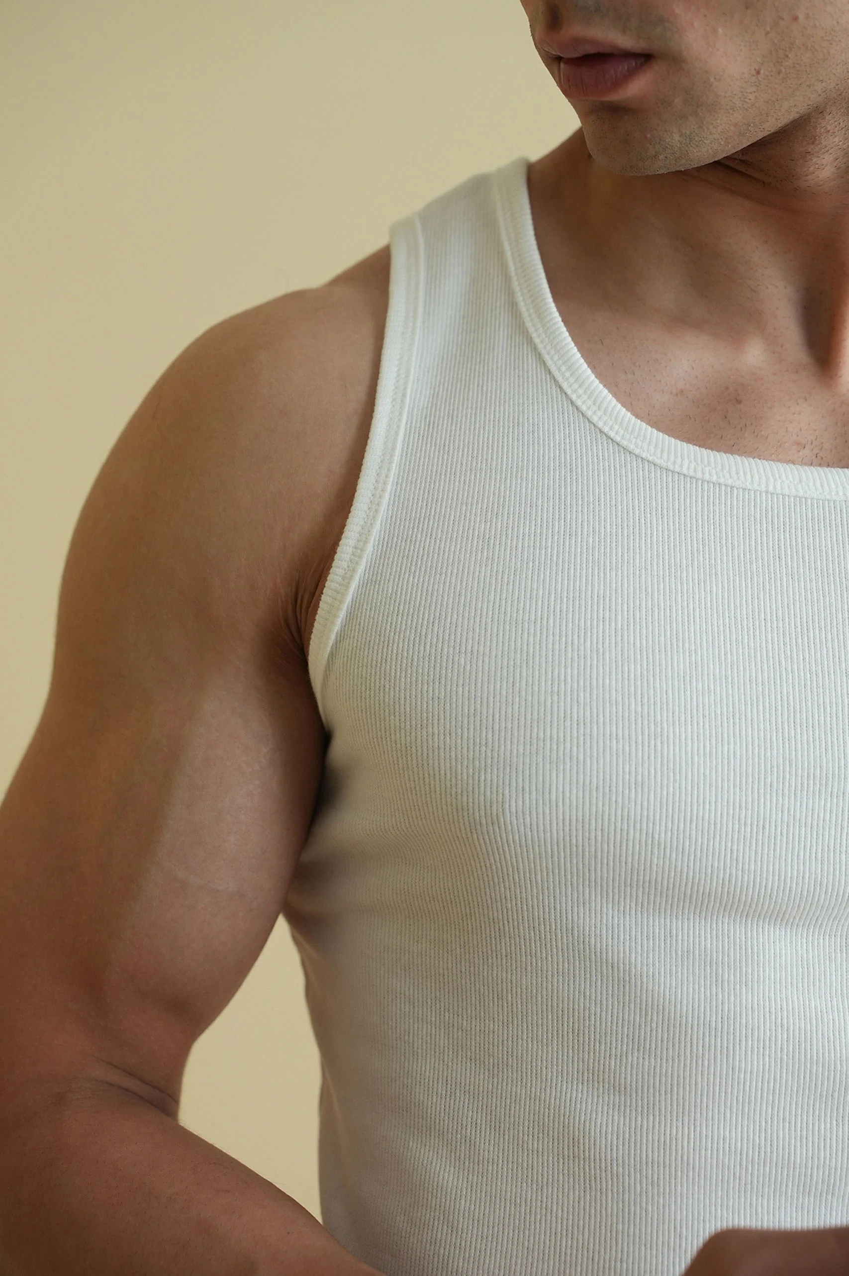 Men's Ribbed Vest - White - Image 3
