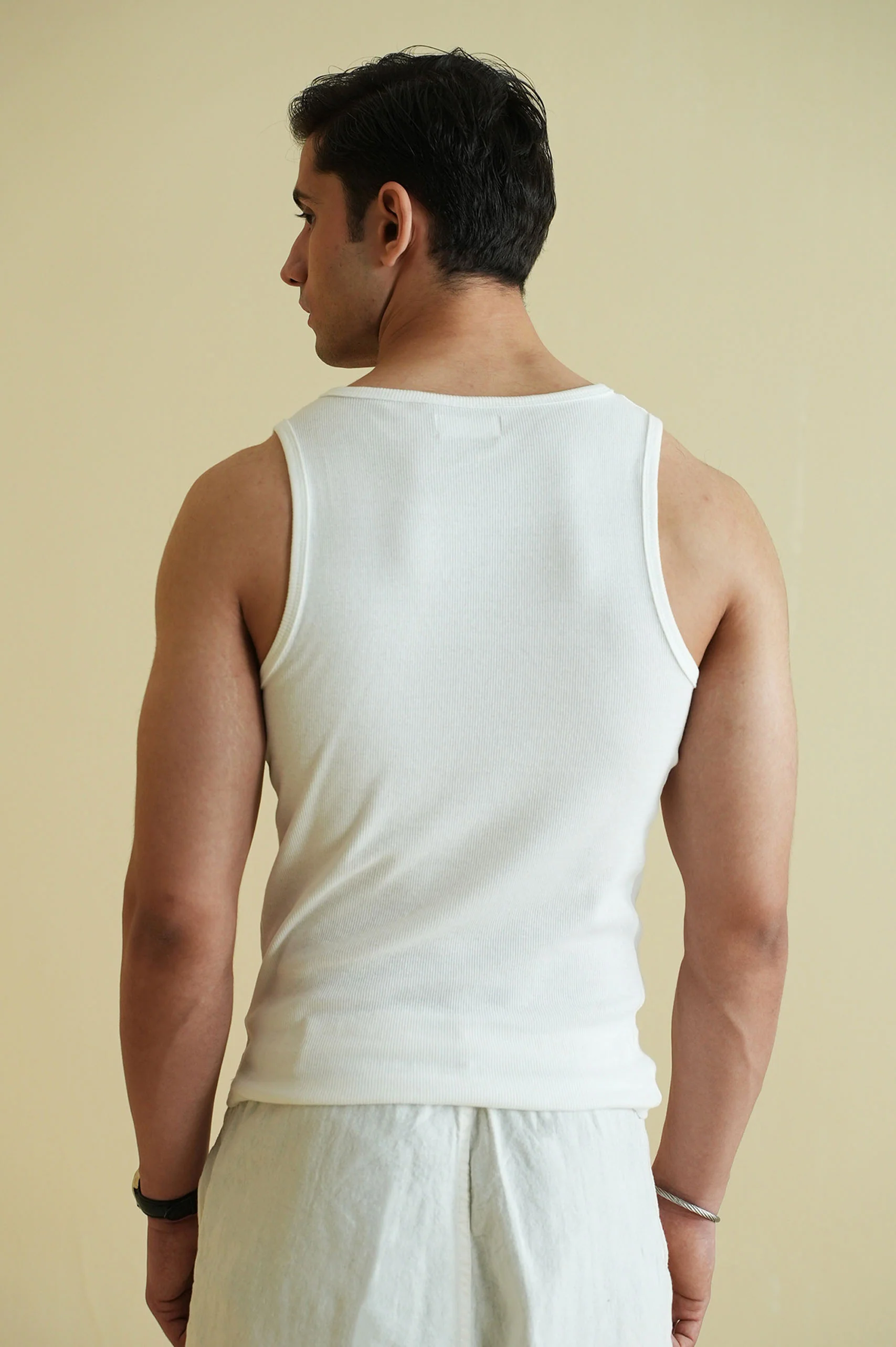 Men's Ribbed Vest - White - Image 4