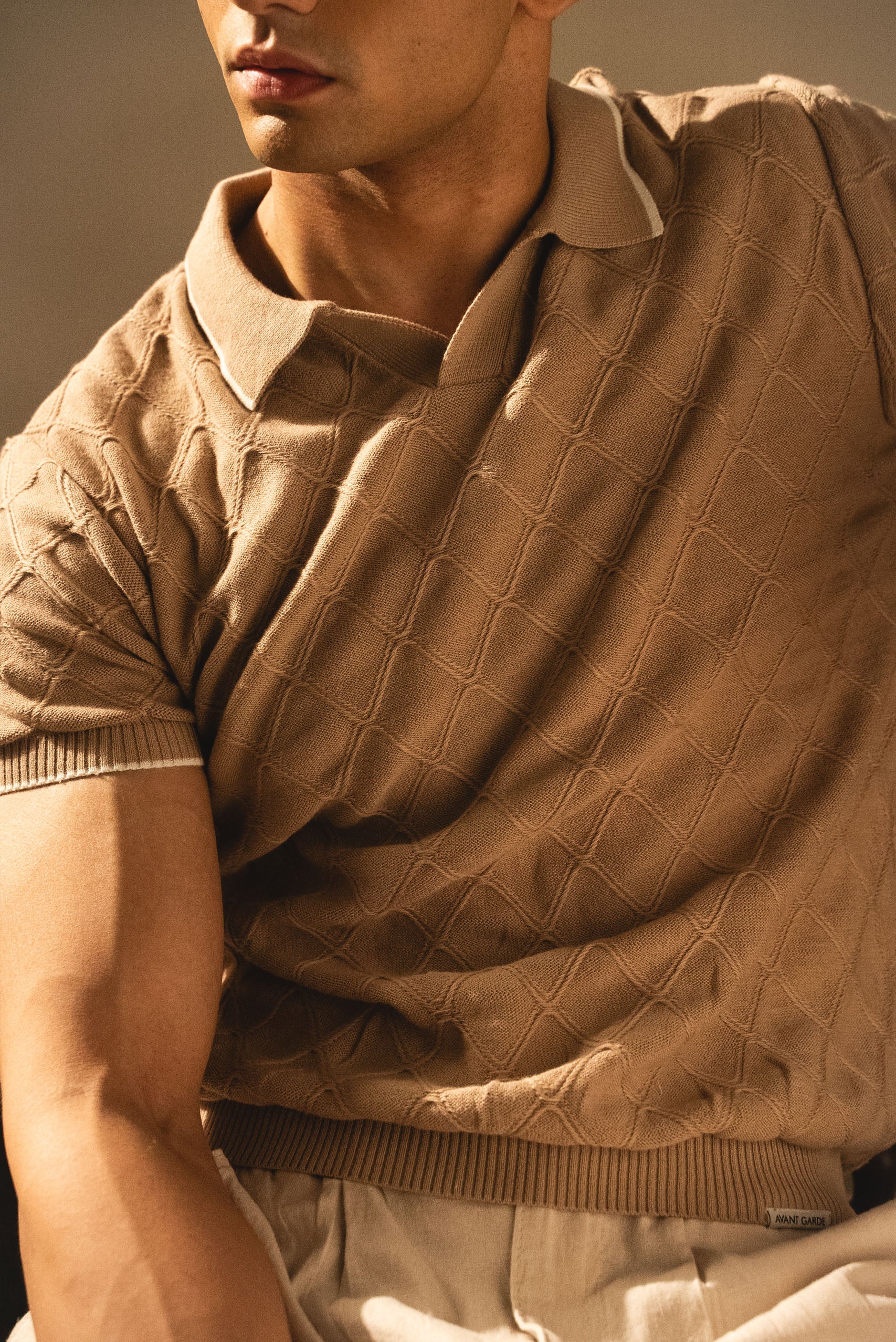 Textured Knitted Polo Shirt (KPS-14) - Image 3