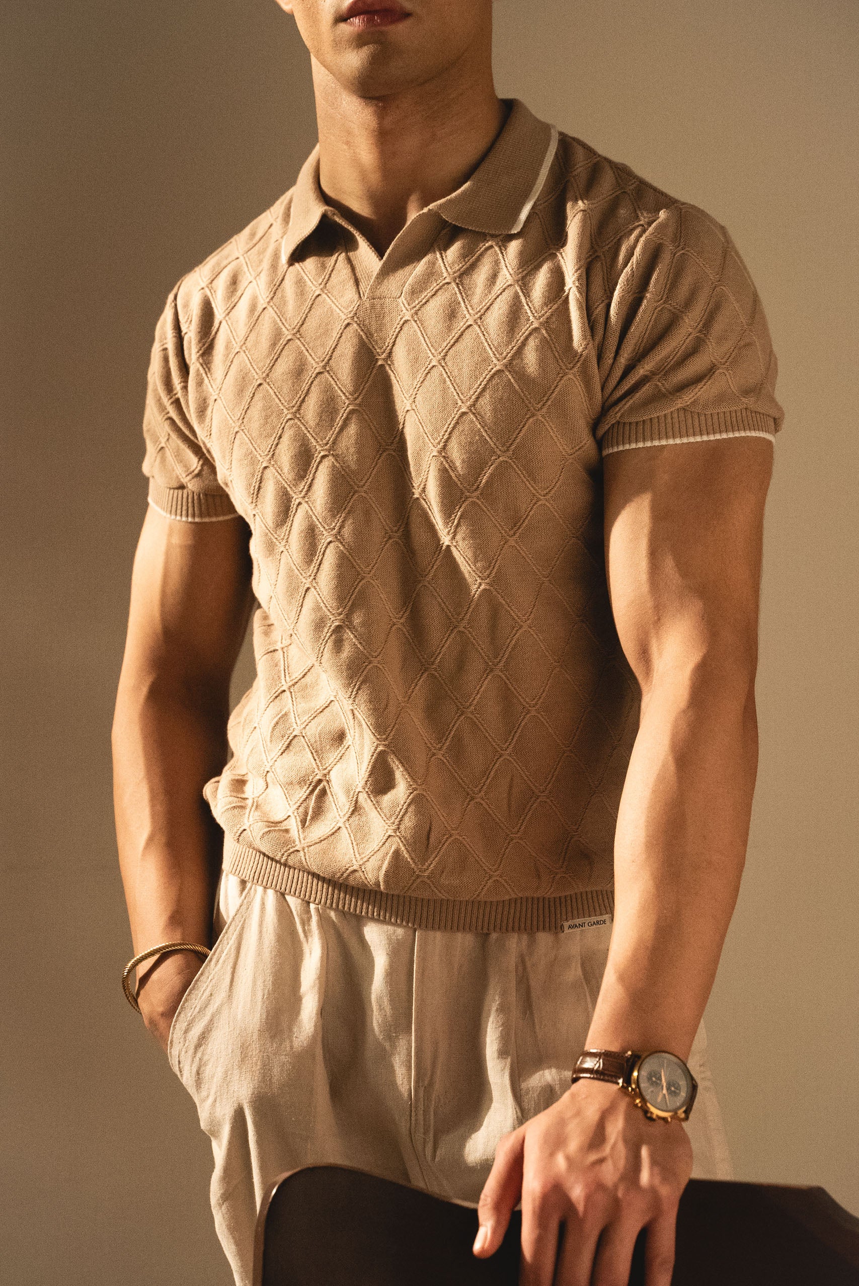 Textured Knitted Polo Shirt (KPS-14) - Image 4