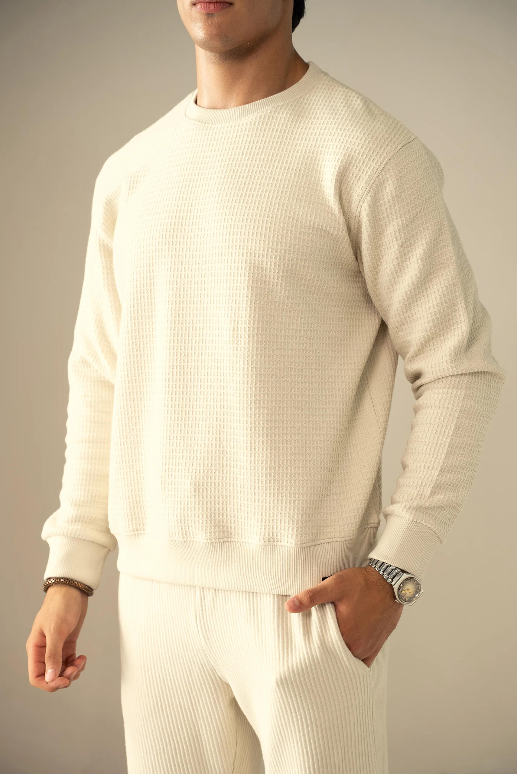 Waffle Knit Sweatshirt (MSS-01) - Image 14