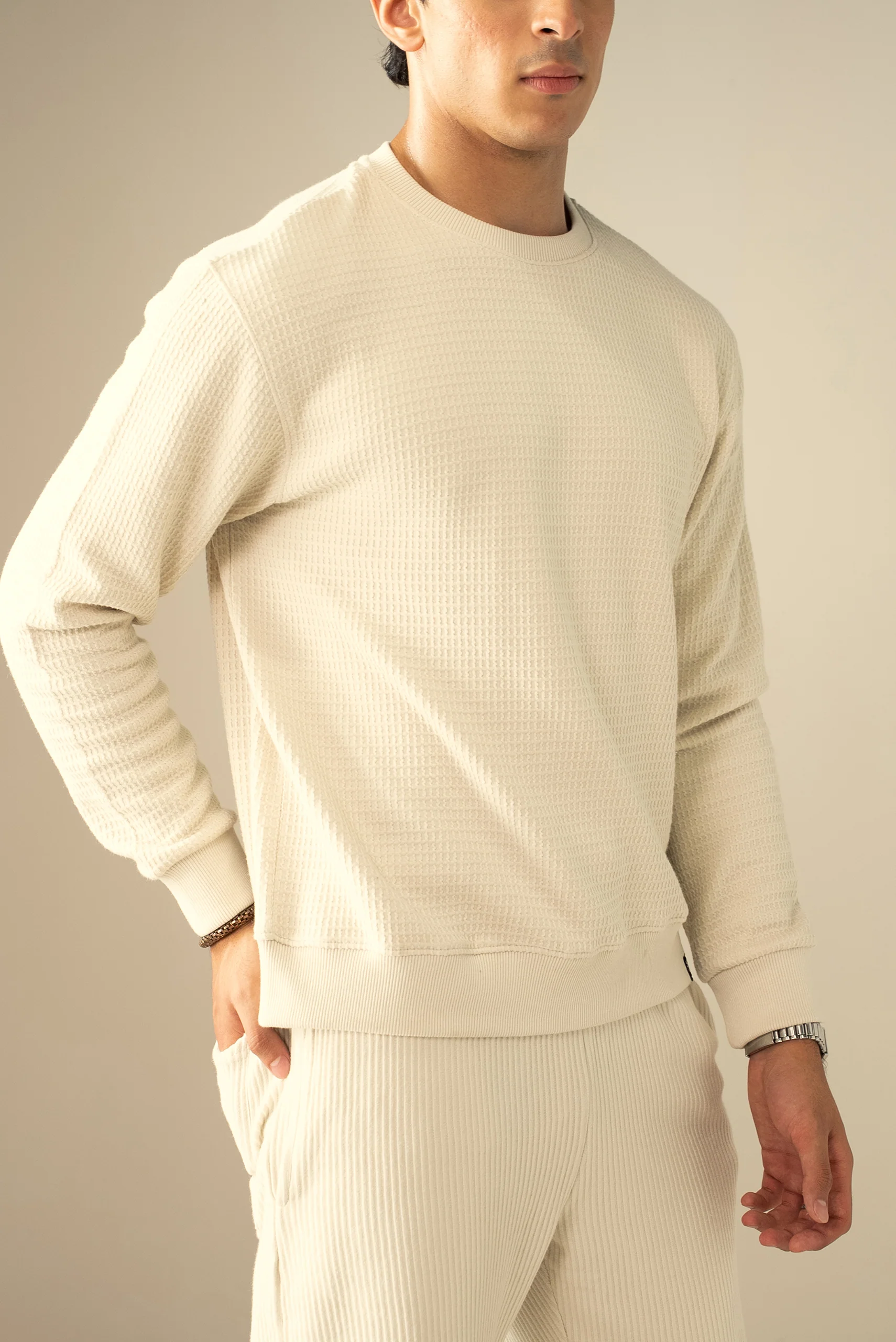 Waffle Knit Sweatshirt (MSS-01) - Image 3