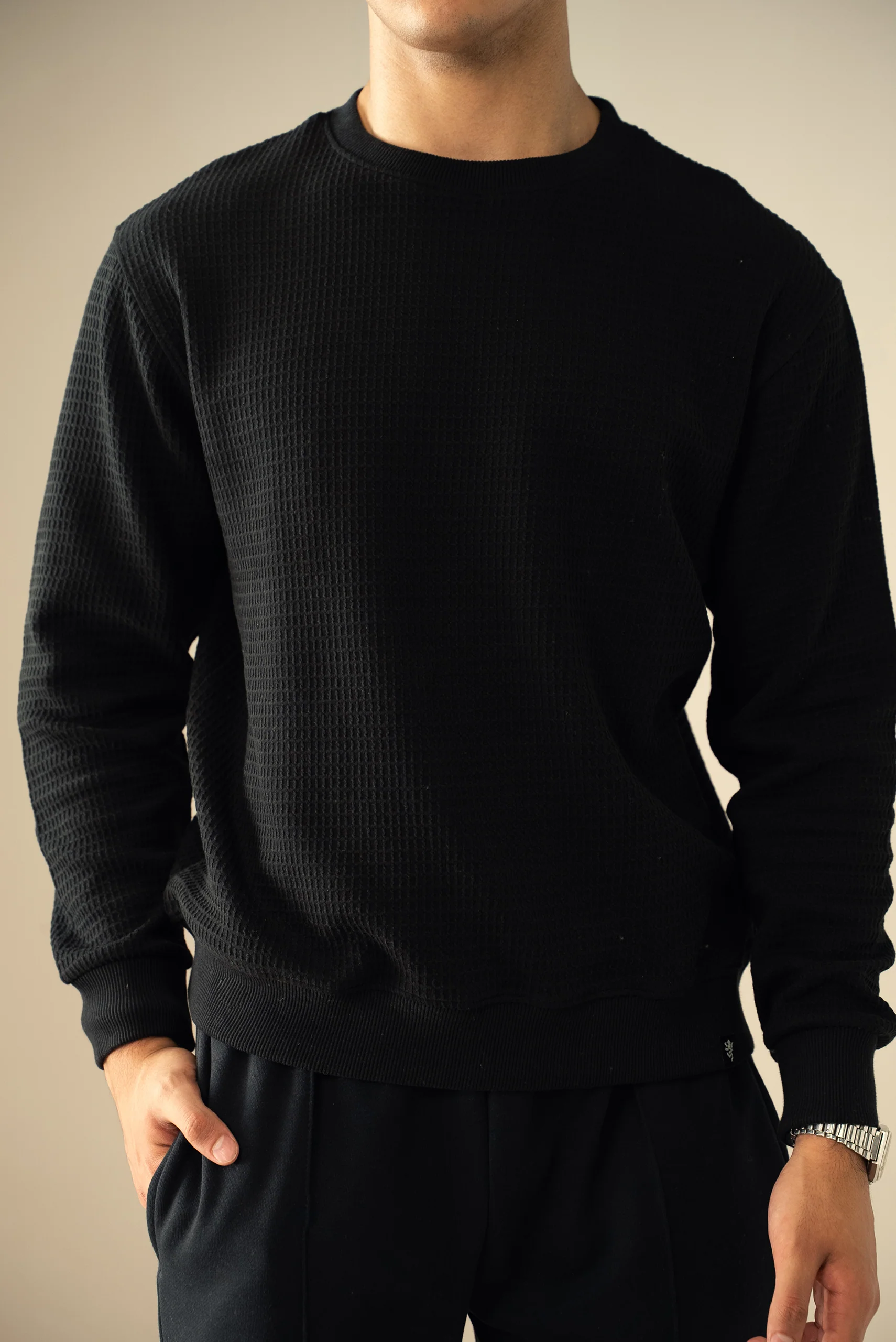 Waffle Knit Sweatshirt (MSS-02) - Image 3