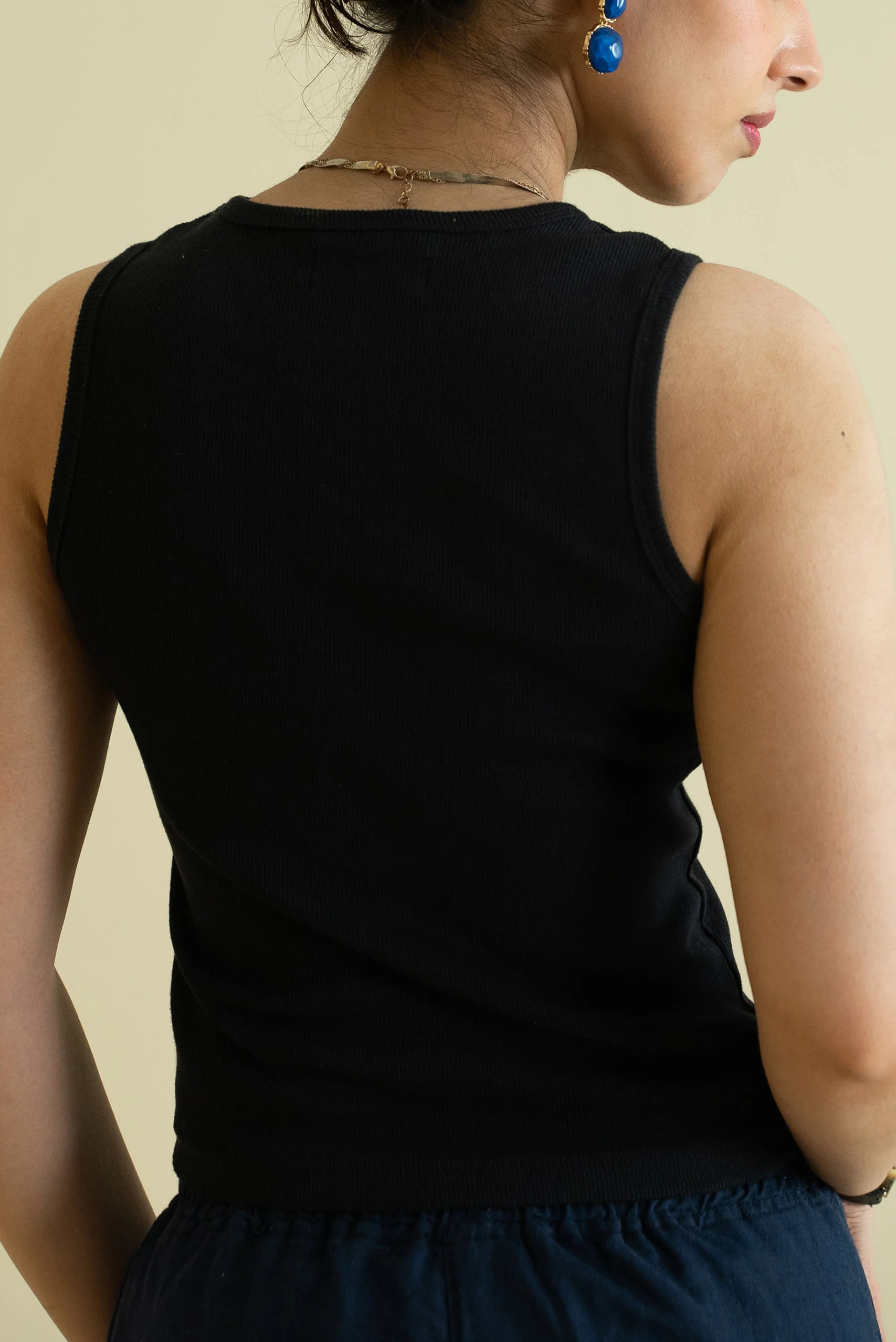 Women's Ribbed Vest - Black - Image 3