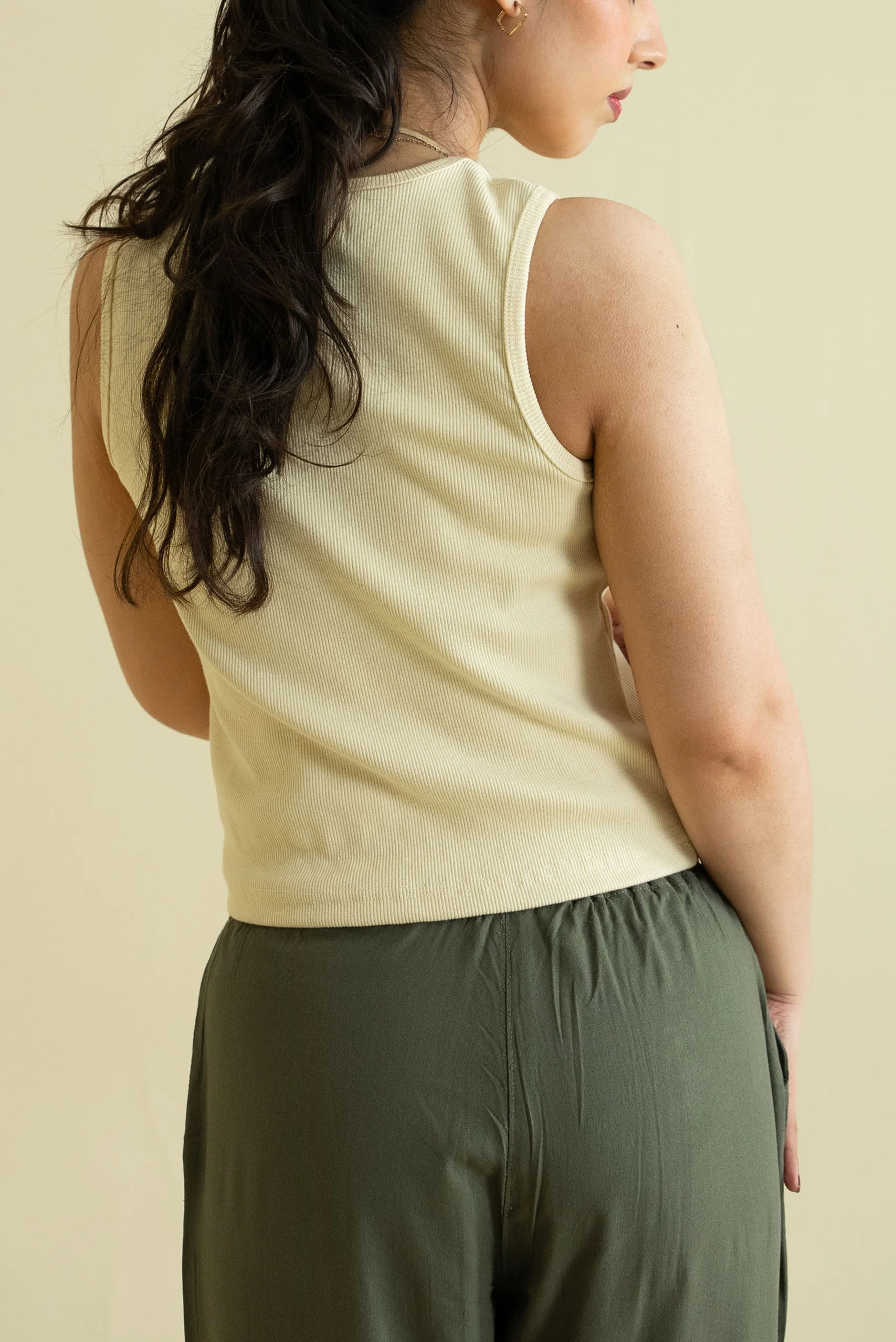 Women's Ribbed Vest - Crème - Image 3